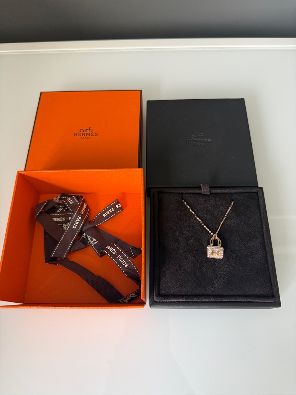 Hermes Amulettes Constance Diamond Rose Gold Necklace - Picture 2 of 7